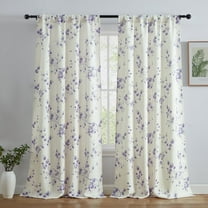 THD Yasmine Floral Room Darkening Rod Pocket Light Filtering Curtain Panels - Set of 2