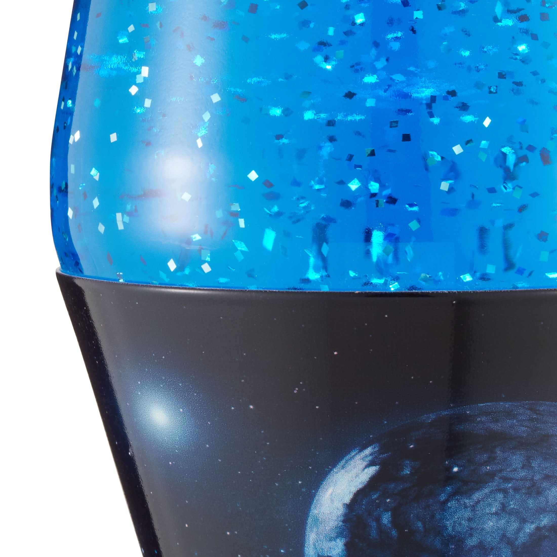 Schylling Original 14.5 Inch Azure Galaxy Pattern Lava Lamp, Silver Glitter Wax in Blue Liquid