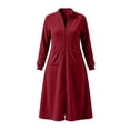 thumbnail image 6 of Yertdoel Zip Up Robes for Women Solid Stand Collar Long Nightgowns with Pockets Fall Winter Warm Fashion Comfy Casual Loungewear, 6 of 6