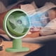 thumbnail image 2 of Mini ventilador de escritorio con luz LED, recargable por USB, tres velocidades ajustables para uso en el hogar y la oficina, ventilador de circulación portátil con batería de 1800 mAh para refrigera, 2 of 6