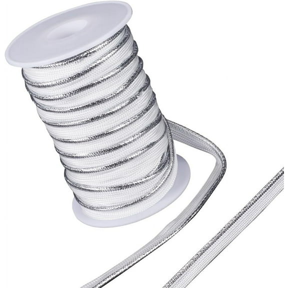 1 Roll 22 Yards Silver Piping Trim with Metallic Lip Welting 0.47 Inch Wide Bias Tape Cord Edge Trim Ribbon for Sewing Clothing Pillows Lamps Draperies Home Decor Upholstery