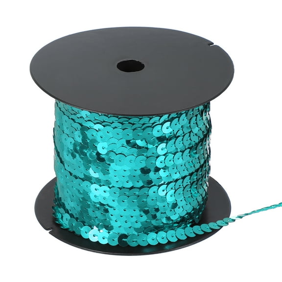 Uxcell 100 Yard Flat Sequin Strip, 6mm Paillette Sequins String Ribbon Roll Spangle Flat Sequin Strip for Crafts Embellishments Sewing Costume Accessories, Lake Blue