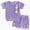 001 Purple, variant on Girls Summer 2Pcs Clothes Set Floral Print T-Shirt Tiered Shorts Casual Toddler Wear Kaprioy Toddler Girl Clothes 12M 18M 24M 3T 4T