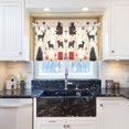thumbnail image 5 of Yayeee Kitchen Curtains Tier Pair Light Filtering 27"x24" Rod Pocket Short Cafe Window Panel, Christmas Forest, 5 of 7