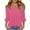 Hot Pink, variant on Womens Tops 3/4 Length Sleeve Summer Tunic T Shirts Ladies V-Neck Dressy Casual Ruffle Sleeve Blouses Navy L