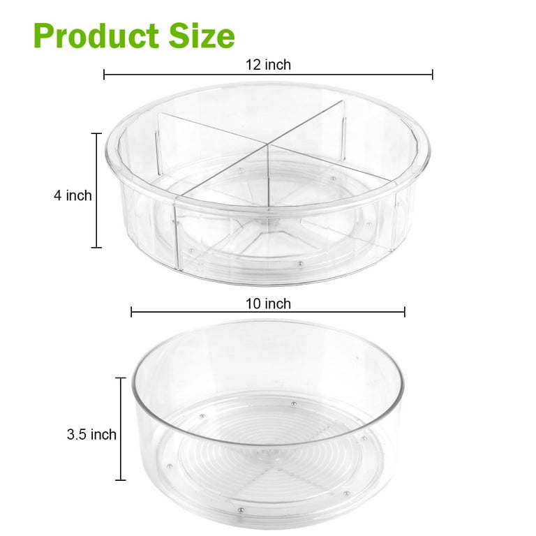 2 Pack Clear Lazy Susan Turntable Organizer (12 Inch & 10