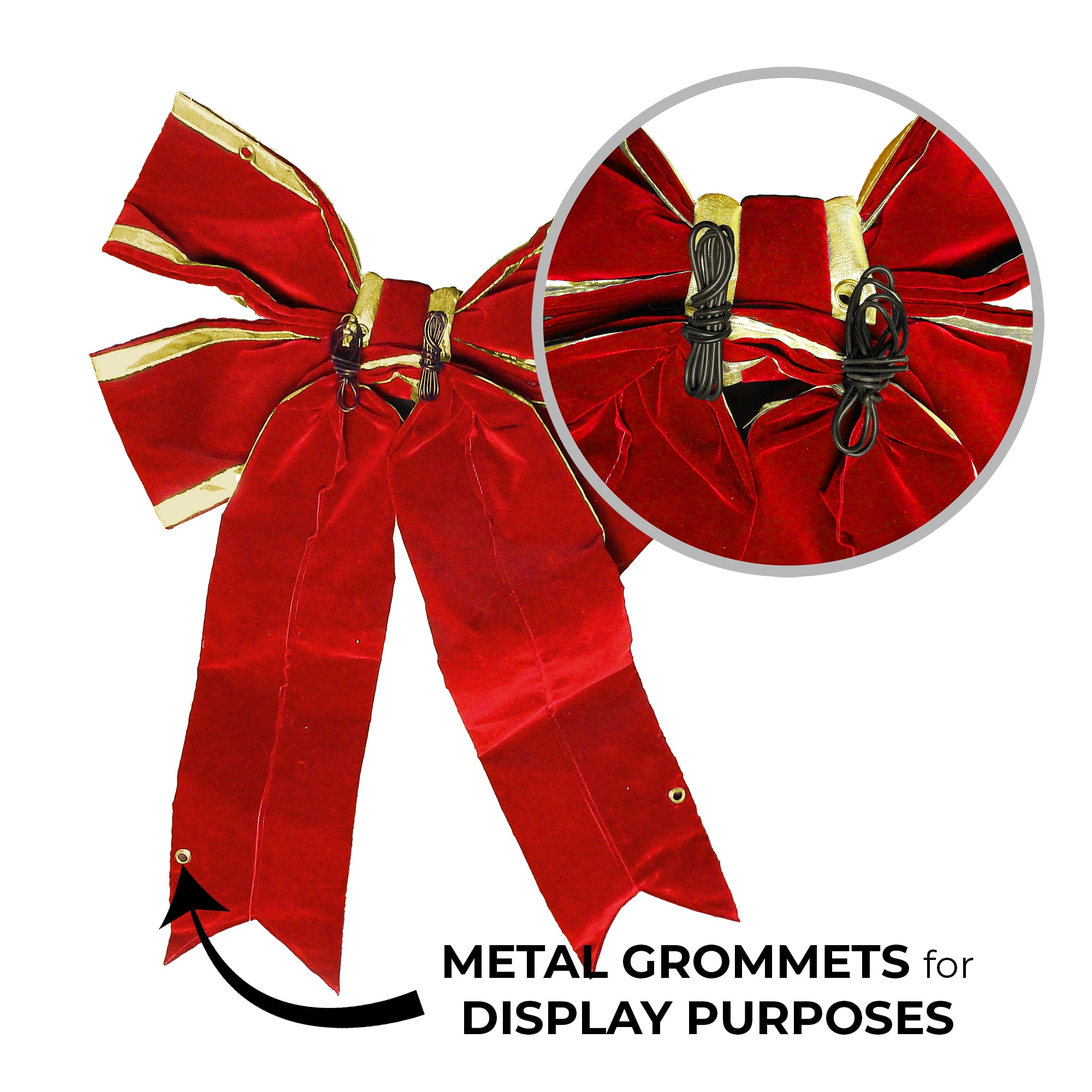 HOLIDYNAMICS Outdoor Velveteen Ribbon for Wreaths & Garlands, 18in Red Bow