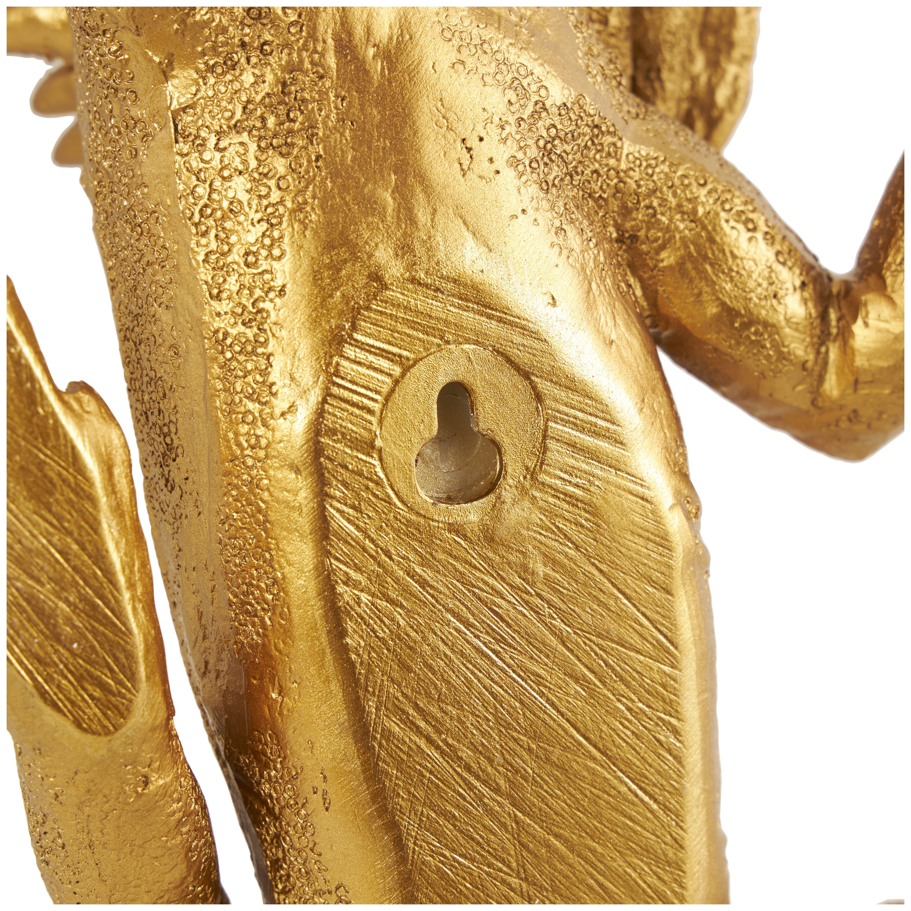 6" x 15" Gold Polystone Textured Climbing Lizard Sculpture, by DecMode