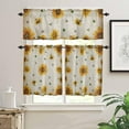 thumbnail image 2 of 3 Piece Sunflower American Country Bee Kitchen Curtains, Tier and Valance Rod Pocket Window Curtains Set Retro Vintage Cafe Curtains for Kitchen Valances Window Treatment 54X18in+27x36in×2, 2 of 5