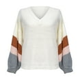 thumbnail image 4 of IROINNID Reduced Womens Sweater Knit One-Shoulder Pullover Sweater Stripes Casual Mid-Length Long Sleeve Sweetheart Lantern Knit Sweater, 4 of 4