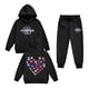 thumbnail image 1 of Pop cazadora para niña Demon Hunters Printed Anime Print Long-Sleeved Hooded Sweatshirt Set for Children 3-16 Years （Black）, 1 of 2