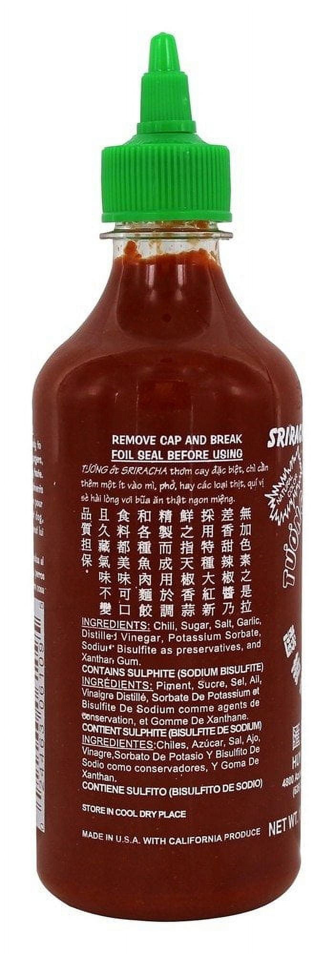 Huy Fong Foods Sriracha Hot Chili Sauce, Medium, 17 Oz - Low Sodium, No Artificial Preservatives