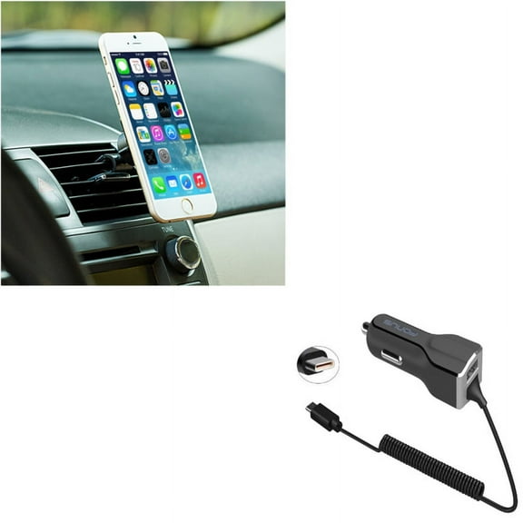 Type-C 30W Charger w Air Vent Magnetic Car Mount for OnePlus 6, 7 Pro - Razer Phone 2 - RED Hydrogen One - Samsung Galaxy S9 Plus, S8  S8, S10 Plus active S10e 5G Note 9 8 A9 A50 - Sonim XP8