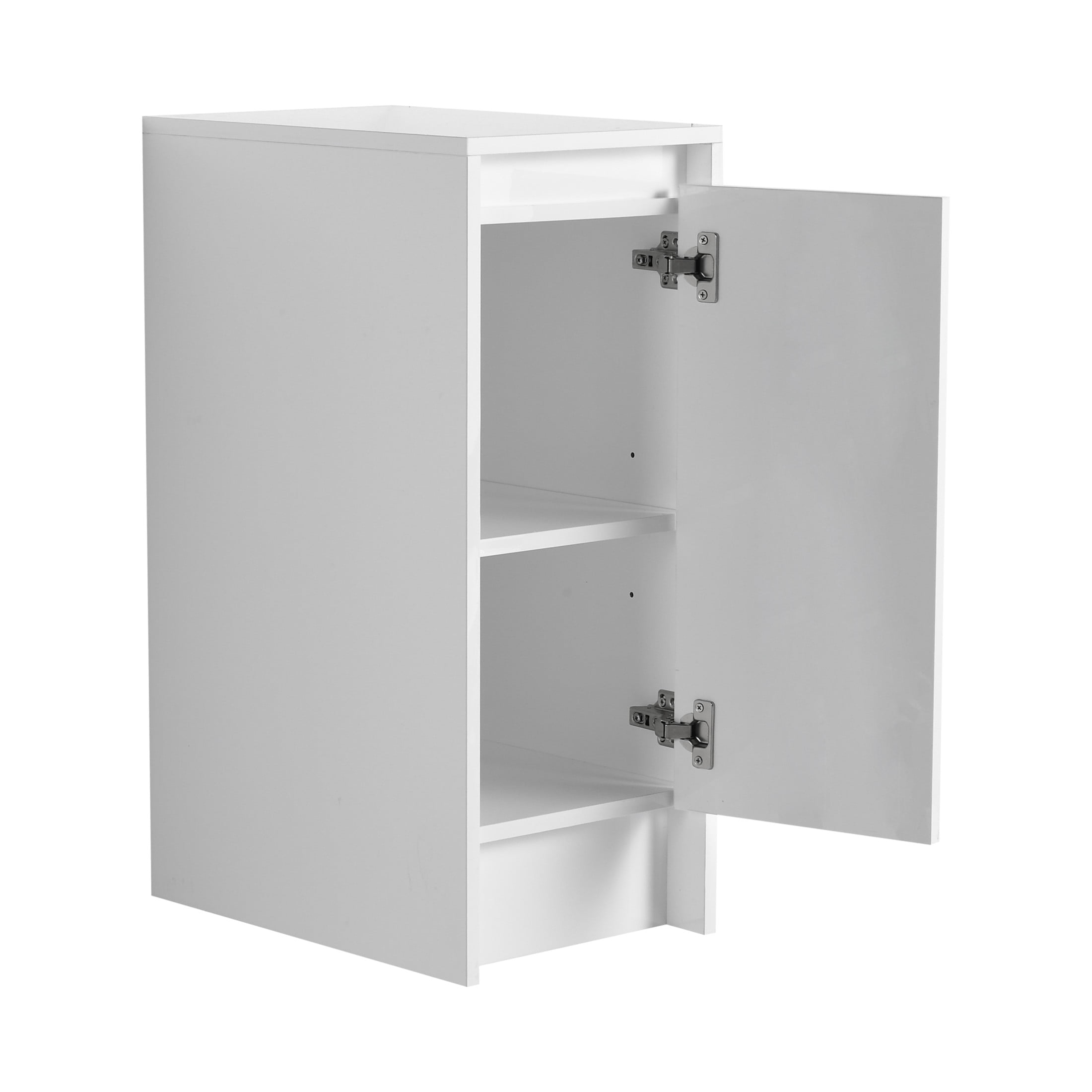 Noble House 12" Freestanding Bathroom Storage Cabinet, Soft-Close Door, Adjustable Shelf, Hidden Handle, Glossy White
