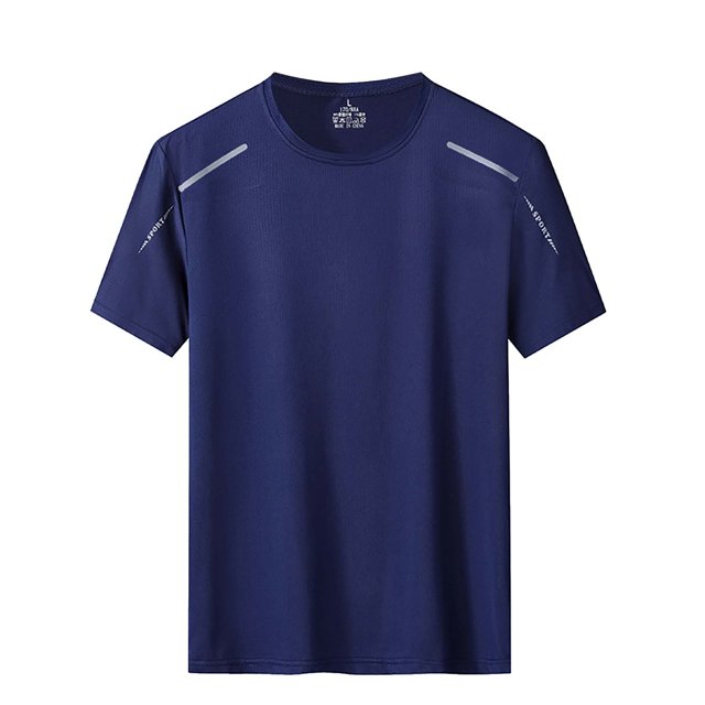 BOBOGOJP Chemises pour Hommes à Rayures Manches Courtes Col Rond (Bleu,m)