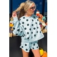 thumbnail image 3 of Women's Sky Blue Polka Dot Pullover & Shorts Set – Casual Spring Outfit for Beach Days, XL, 3 of 8