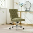 thumbnail image 3 of PAPROOS Vanity Chair, Swivel Home Office Chair, Ergonomic Home Desk Chair with Silver Metal Base, Adjustable Height, Chenille Upholstered Tufted Button Task Chair, Gray, 3 of 10