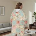 thumbnail image 5 of Wearable Lamb Fleece Blanket Hoodie,Pioneer Flower Floral Print Pattern Oversized Sherpa Blanket Hoodie with Super Pockets,Super Warm Fuzzy Pullover for Women & Men, 5 of 6