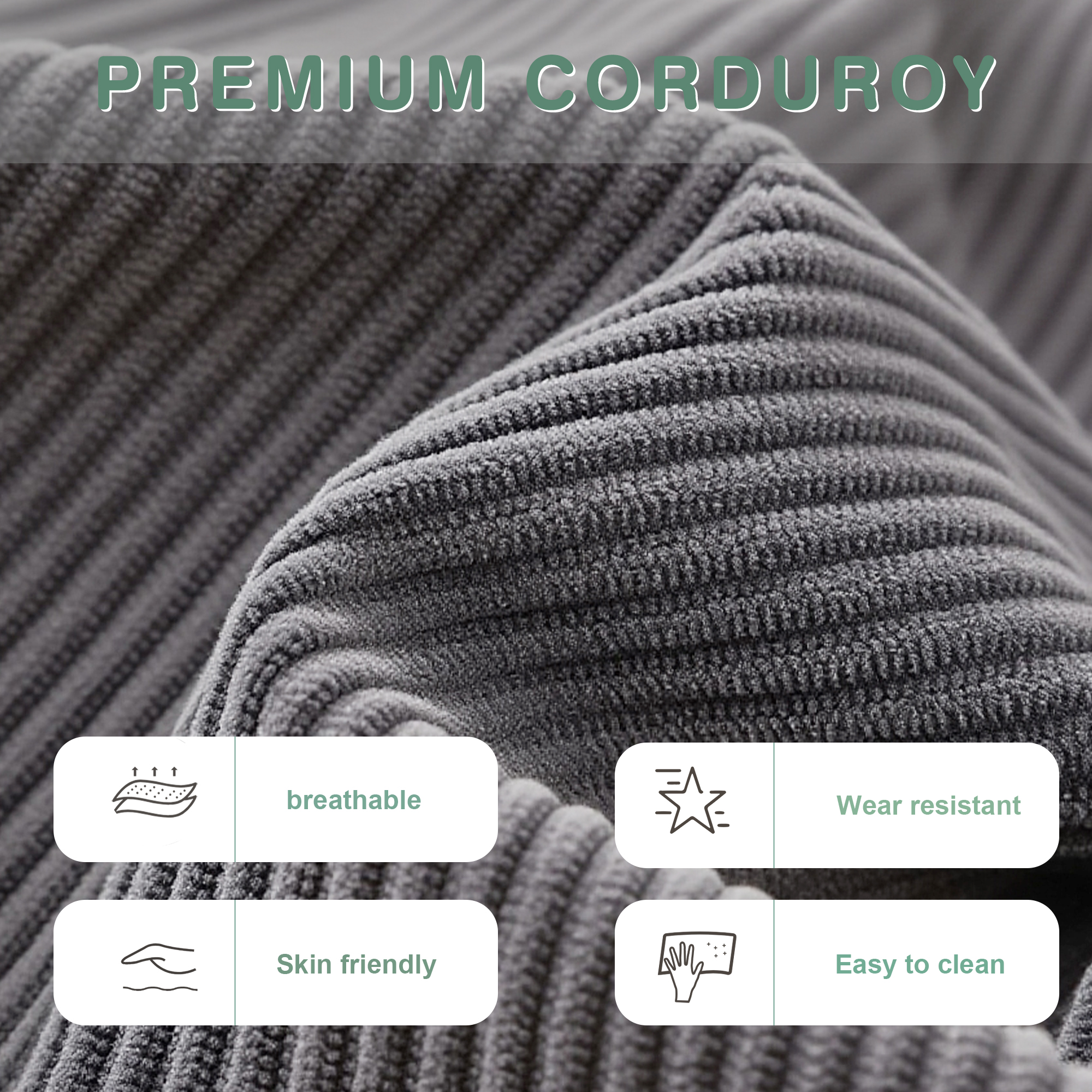 71” Corduroy Sofa for Living Room, AAQZ Small Comfy Couch for Small Space, One Box, Loveseat,Gray