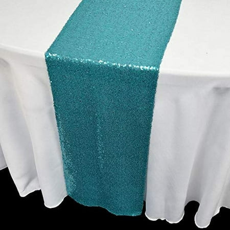 

Quasimoon Turquoise Sequin Table Runner - 12 x 108 Inch by PaperLanternStore