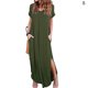 thumbnail image 1 of Qarigey Vestido de mujer con cuello en V Abertura Vestido largo Chica Ropa de manga corta Vestidos Verde S, 1 of 4