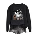 thumbnail image 5 of LYEAA Halloween Womens Sweatshirt Long Sleeve Crew Neck Regular Ribbed Cuff Casual Wear Ghost Holiday Clothes Black S, 5 of 5