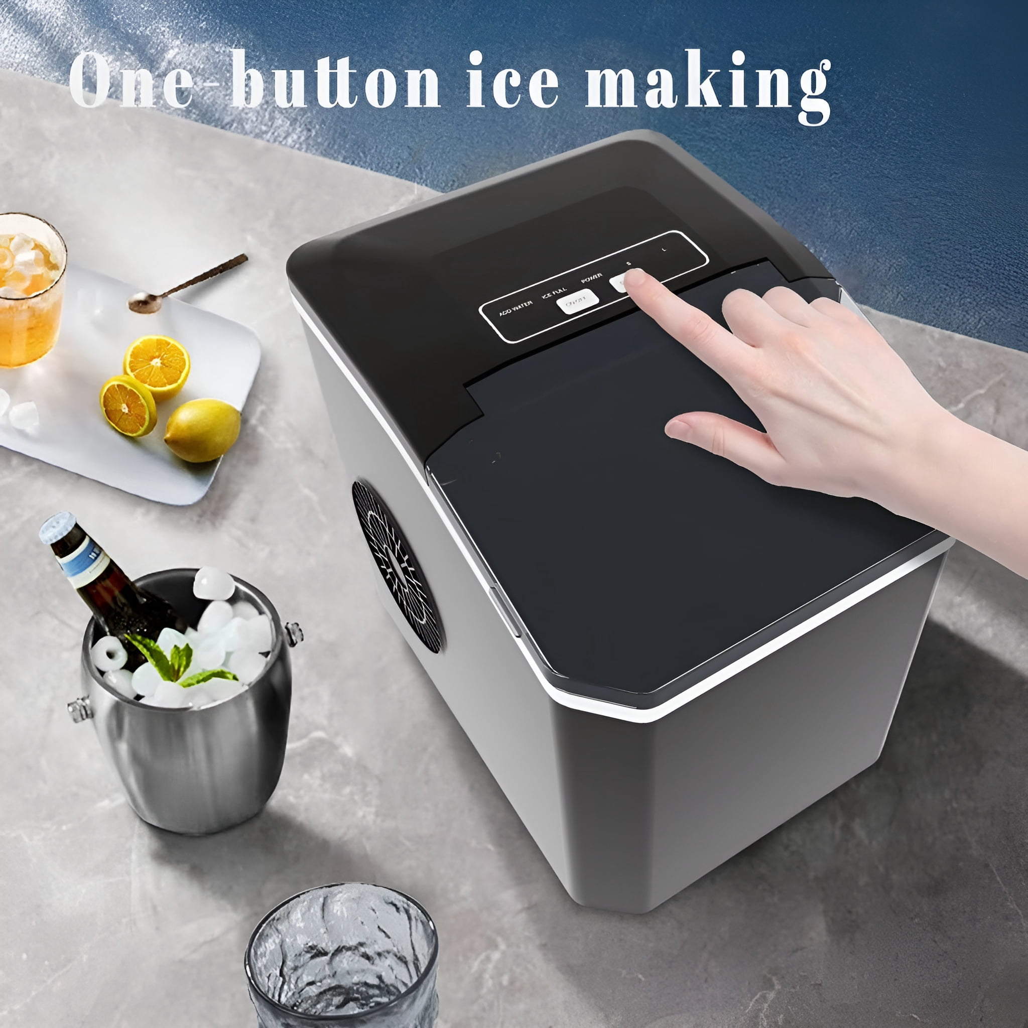 Ice Maker Countertop, 9Pcs/6Min, Self-Cleaning Portable Ice Machine Maker with Ice Scoop and Handle Quieter, 26Lbs/24H,for Home, Kitchen, Camping, Parties
