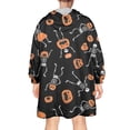 thumbnail image 2 of Wearable Oversized Blanket,Halloween Dancing Skeletons and Pumpkins Pattern Wearable Blanket Hoodie for Adults,Cozy Hooded Blankets with Super Pockets,Super Warm Fuzzy Pullover for Women & Men, 2 of 6