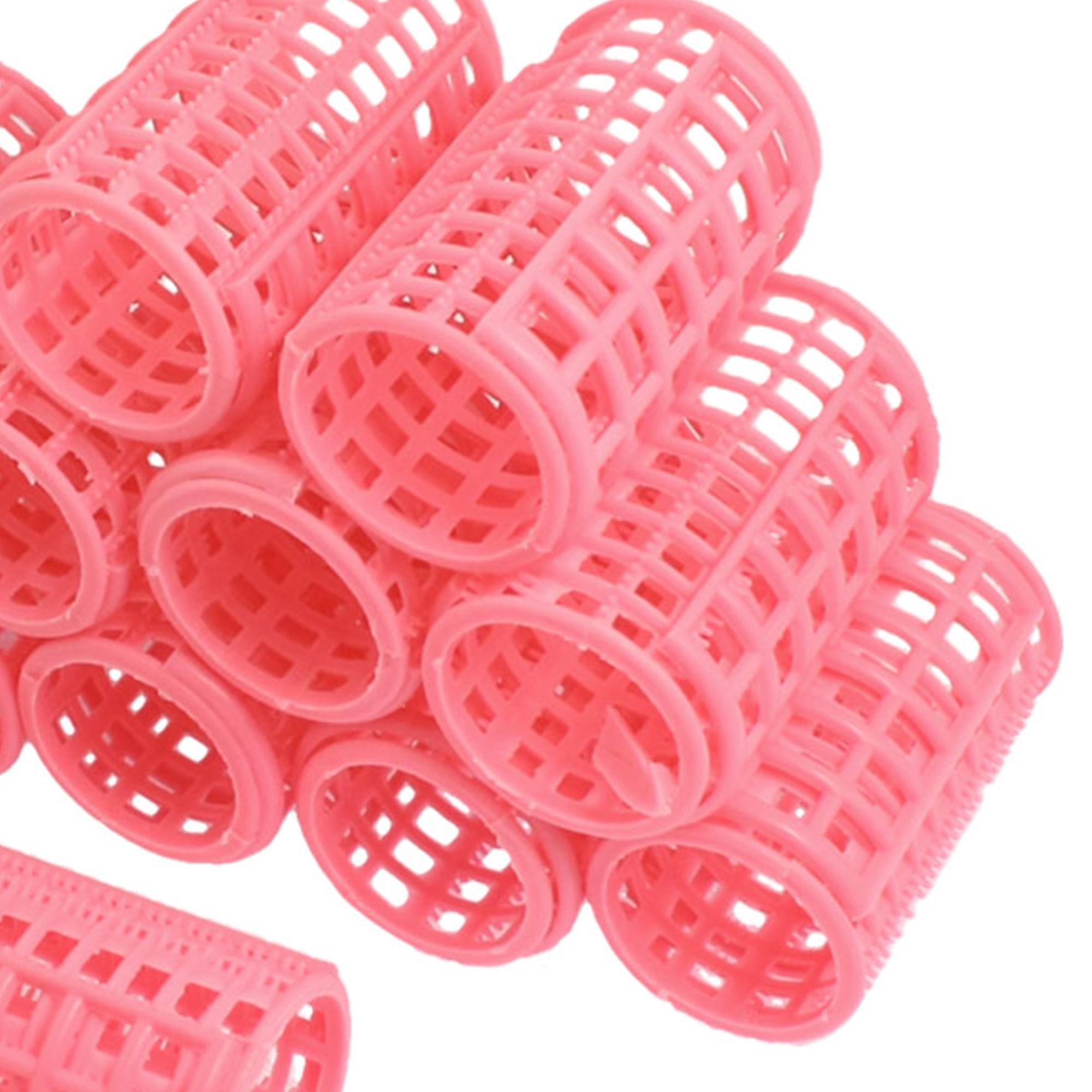 Unique Bargains 12 Pcs Hair Curlers Rollers Set Pink Self Grip Hair Curlers for Women