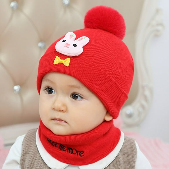 Baby Winter Hat Scarf 2 Piece Set Kids Thick Warm Lined Knit Warm Beanie Hat for Cold Weather Baby Boy Beanie
