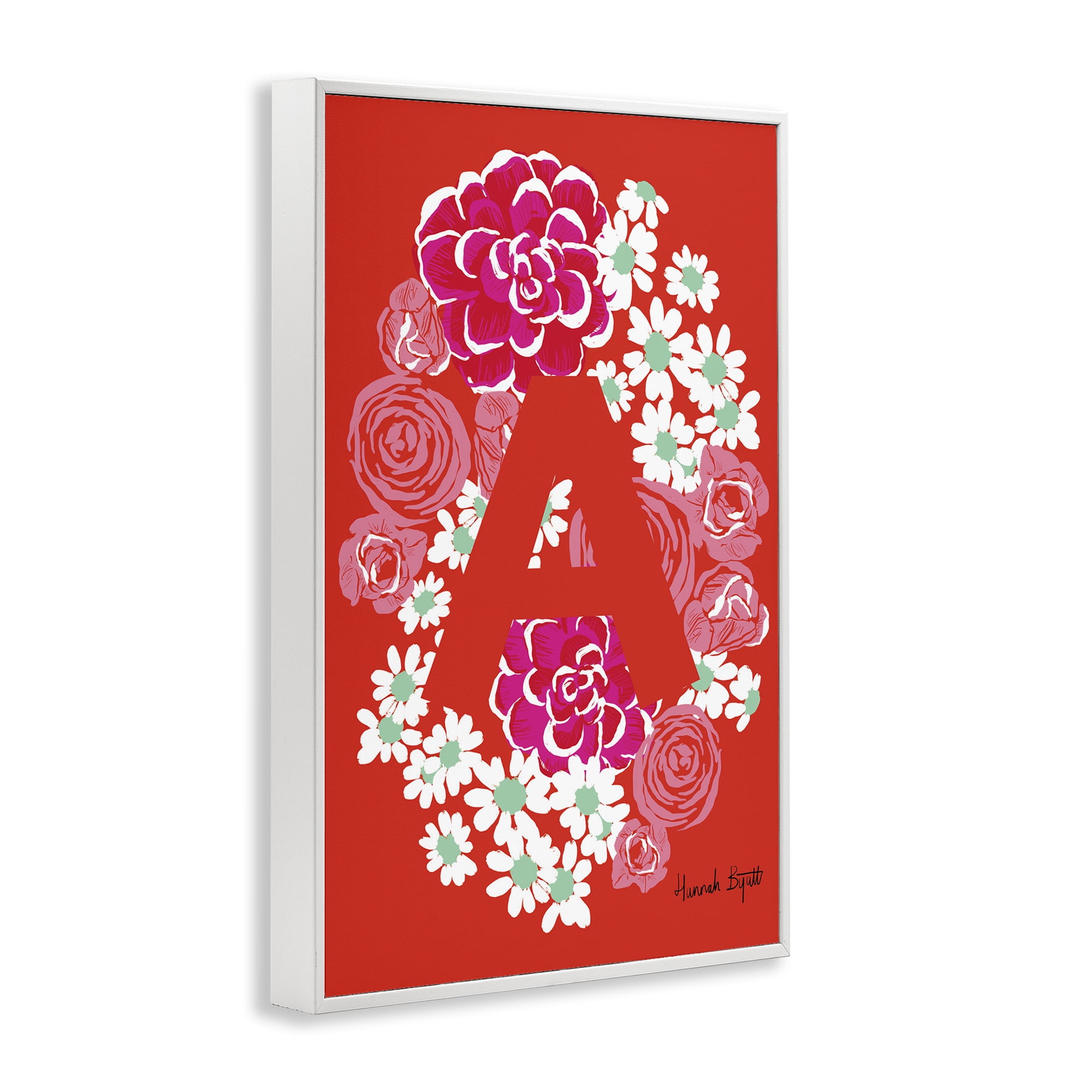 Stupell Industries Floral Bloom Letter A Botanical & Floral Painting White Framed Art Print Wall Art, 12 x 18