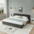 thumbnail image 5 of California King size Upholstered Bed ,comfortable upholstered bed frame, Chenille fabric, with headboard and solid bed frame. With drawer for storage.-Dark Gray(90.5''*80.5''*31''), 5 of 17