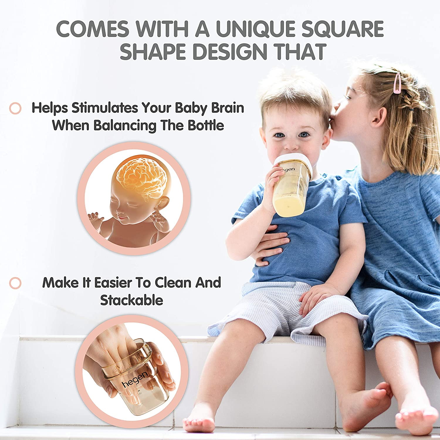 Hegen -  Newborn Baby Bottle Basic Starter Kit, 5oz , 8oz