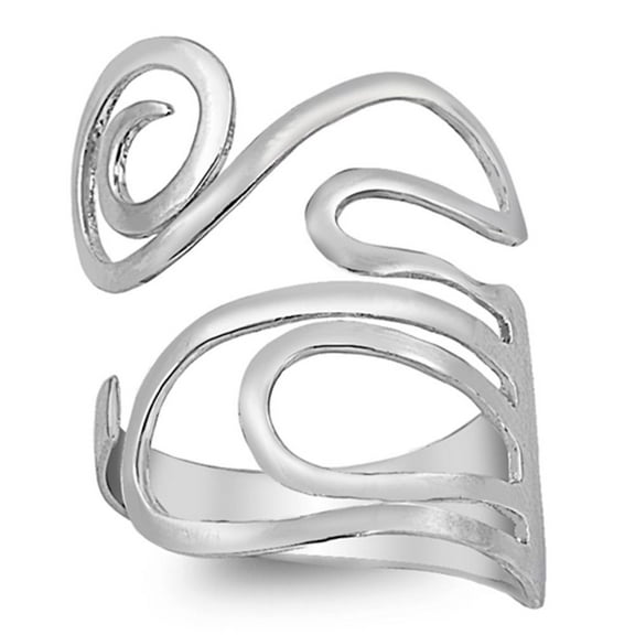 Flexible Adjustable Swirl Thumb Ring .925 Sterling Silver Band Jewelry Female Male Unisex Size 9