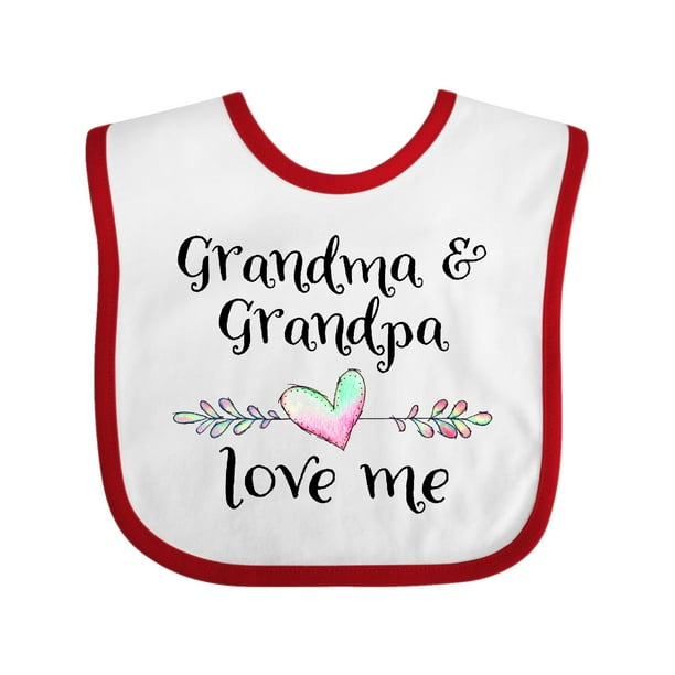 Grandma and Grandpa Love Me- Heart Grandchild Baby Bib - Walmart.com ...