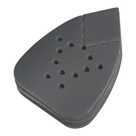 

10 Pack Detail Sander Sandpapers 600 Grits 12-Holes 5.3 x 3.7 Hook and Loop Wet Dry Sanding Pads Reversible Tip