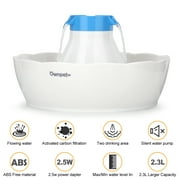 Ownpets 2.3L Pet Fountain Auto Water Dispenser with 2 Drinking Area, 2 Replacement Filters for Dogs Cats