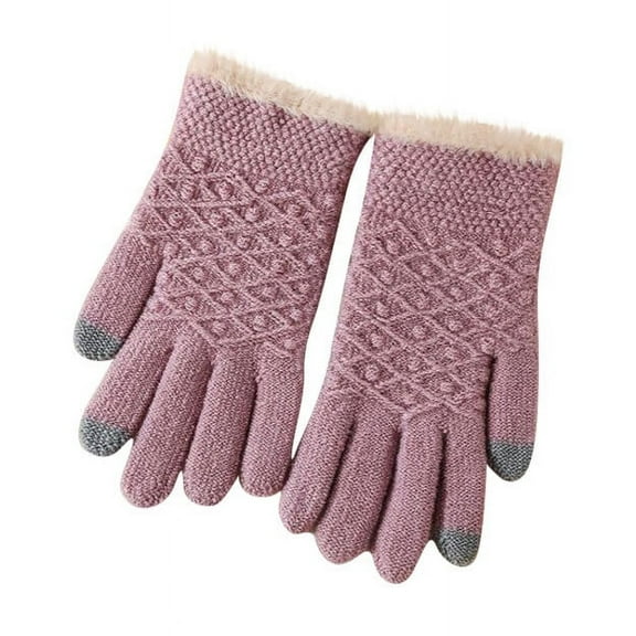Gifts for Family Winter Gloves Women's Winter Solid Color Warm Touchscreen Medium And Long Knit Gloves