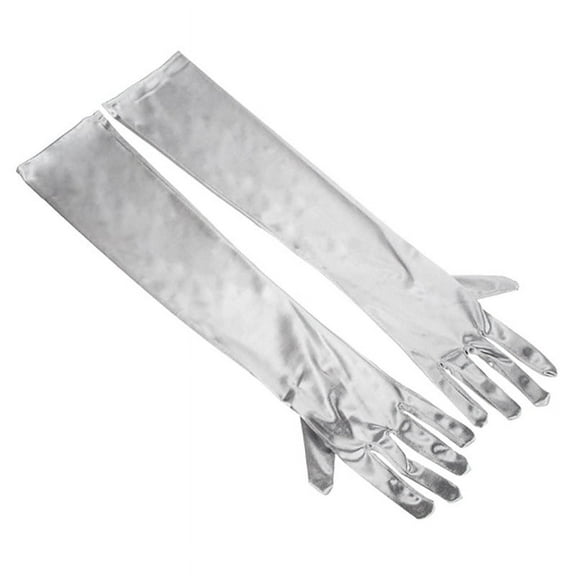 ERDOUY matte satin opera gloves length 53 cm (silver white)