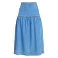 thumbnail image 4 of Time and Tru Women's Drapey Denim Midi Skirt, Sizes 0-20, 4 of 6