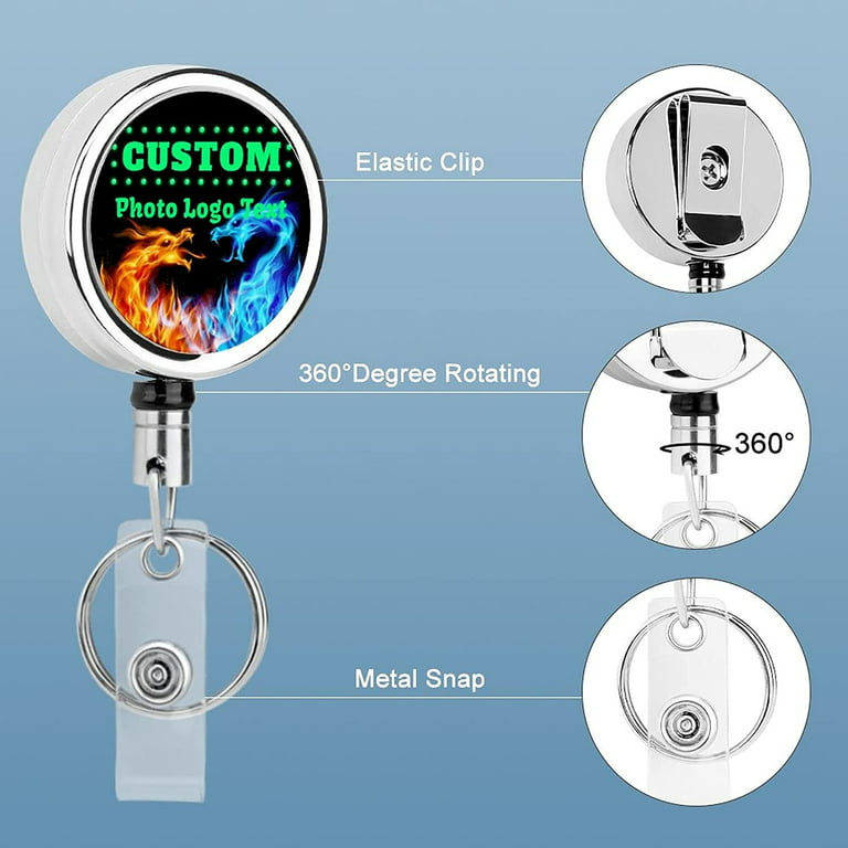 Custom Retractable ID Badge Reel, Personalized Badge Holder, Add Your  Design Name Nurse ID Card Badge Holder Reel Office Employee Name Badge  Metal