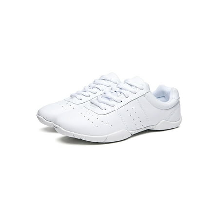 

Kesitin Unisex Child Breathable Lace Up Dance Sneakers Training Comfort White Round Toe Cheerleading Shoe White 9