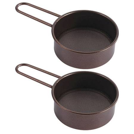 

2Pcs Handheld Round Sifter Flour Filter Stainless Steel Mesh Strainer Baking Gadget