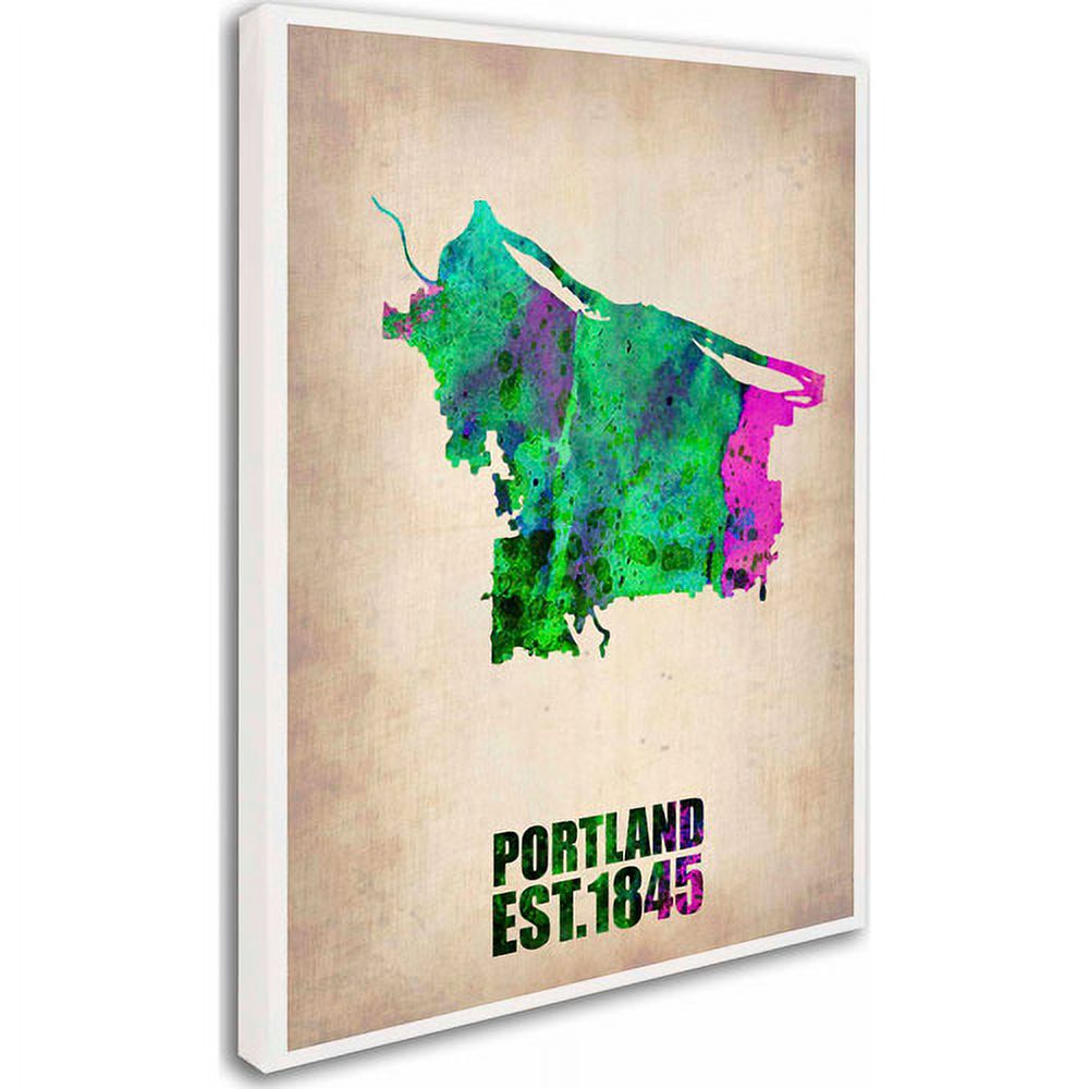 Trademark Fine Art "Portland Watercolor Map" Canvas Art by Naxart