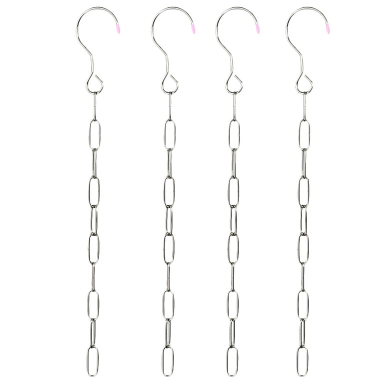 4pcs Clothes Hanging Chain with Hook Clothes Drying Rack Wardrobe Clothes  Hangers Stainless Steel Barrier Chain Market Shop Display Hanging Chain  Hooks (49cm Length 10 Rings) 