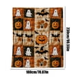 thumbnail image 2 of Clearance! Halloween Quilted Throw Blanket, Vintage Patchwork Pumpkin Ghost Witch Bat Print Soft Cozy Farmhouse Fall Decor Lightweight Quilt Blanket for Couch Bed, 2 of 5