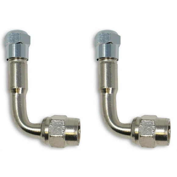 Minder Research Valve Stem Extension TM22304VP TireMinder; For Steel Rear Wheels; 90 Degree; Stainless Steel; Polished; Silver; With Cap; TPMS Compatible; Set Of 2