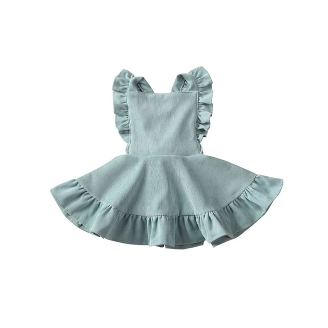 SAYOO Jupe à Bretelles Unie pour Filles, Robe Sans Manches à Col Carré, Grand Ourlet, Taille Haute avec Volants