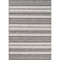HomeRoots 8' X 9' Gray And Ivory Striped Indoor Outdoor Area Rug