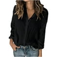 thumbnail image 2 of Fanxing Linen Shirts for Women Summer Long Sleeve Linen Tops V Neck Button Down Shirts Dressy Top Blouses S-2XL, 2 of 6